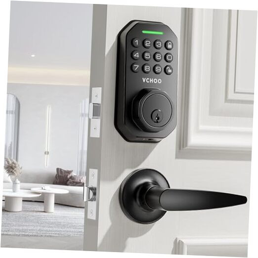 Smart Keyless Entry Deadbolt Lock with Handle Set for Front Doors