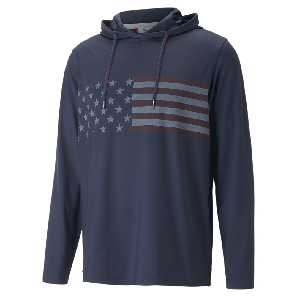 Puma Volition Star Stripe Graphic Pullover Hoodie Mens Blue Casual Outerwear 537