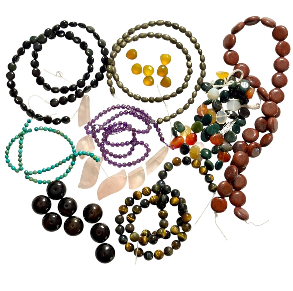 Mixed Lot of Unused Semi-Precious Gemstone Beads for Jewelry Making