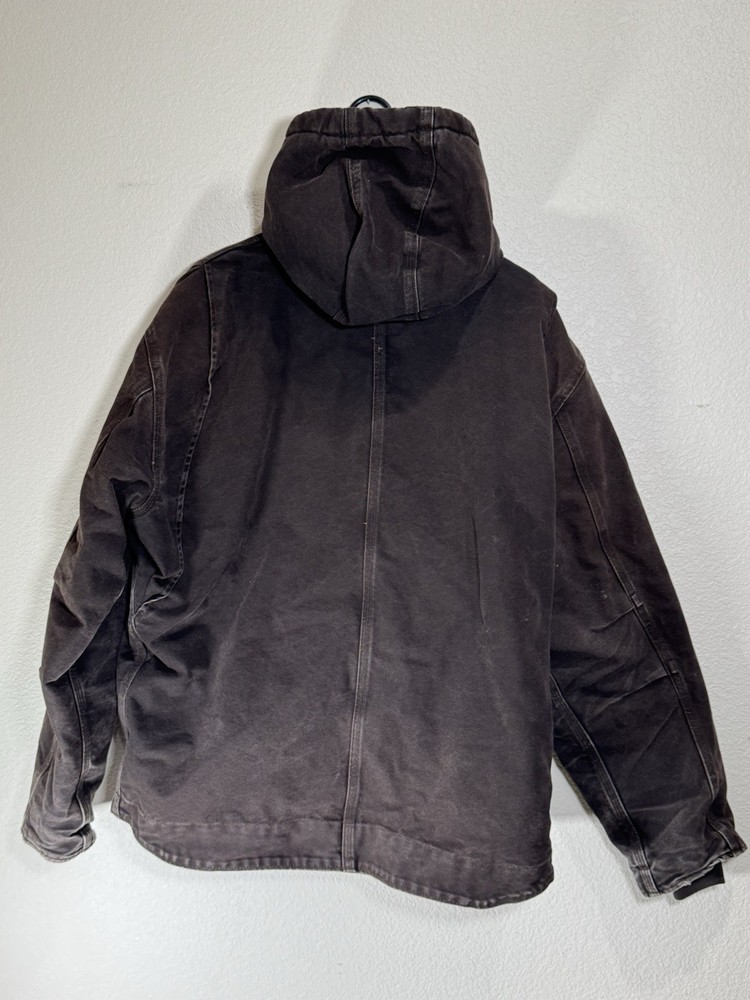 Carhartt Mens XL Brown Sherpa-Lined Hooded Jacket J141 DKB