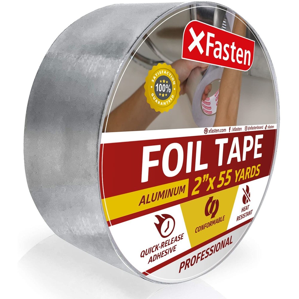 XFasten Aluminum Foil Reflective Duct Tape, 3.6 mil, 2 Inches x 55 Yards, Hea...
