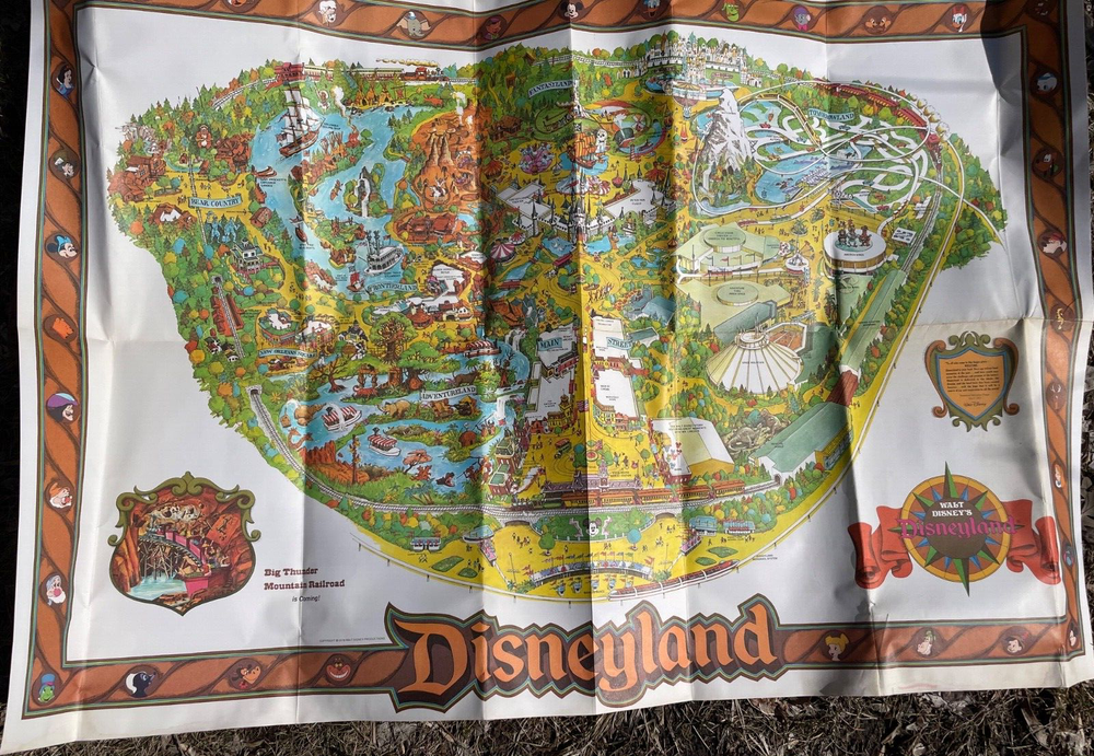 1978 Vintage Disneyland Map Poster 45x30 Inches in Great Condition