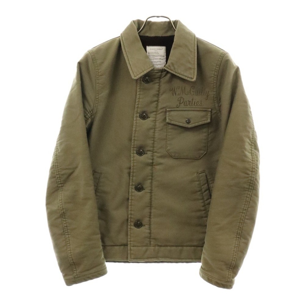 WACKO MARIA N-1 Deck Jacket with Logo Print and Alpaca Lining Used Size 9-image