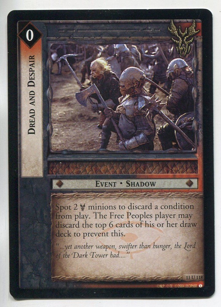 Lord Of The Rings CCG Shadows 11U118 Dread And Despair