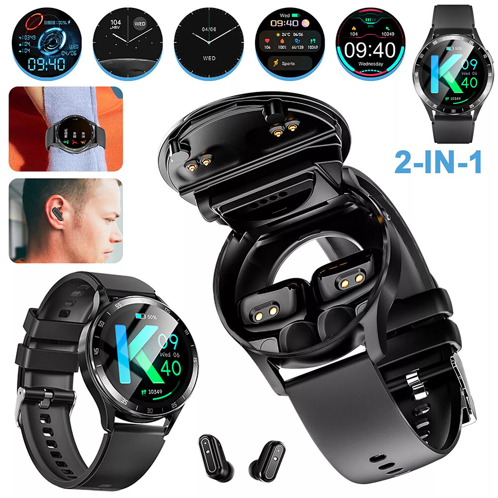 Smart Watch with Wireless Earbuds 2-in-1 Fitness Tracker & Call Function