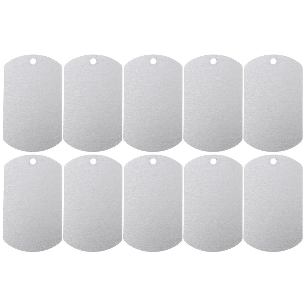20PCS Aluminum Blank Dog Tags for Engraving with Hole Rectangle Discs Silver