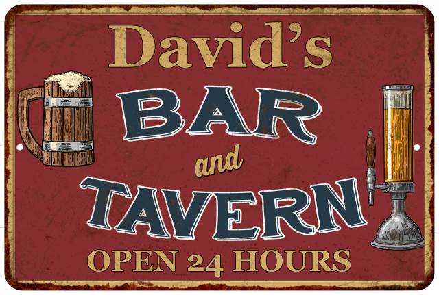 David's Red Bar and Tavern Personalized Rustic Sign Wall Decor 112180046158