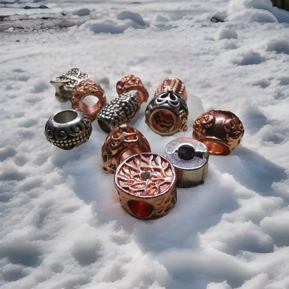 Pandora Rare Rose Gold & Silver Joined Charms Set - X11 Pieces, Perfect Christmas Gift for Jewelry Lovers