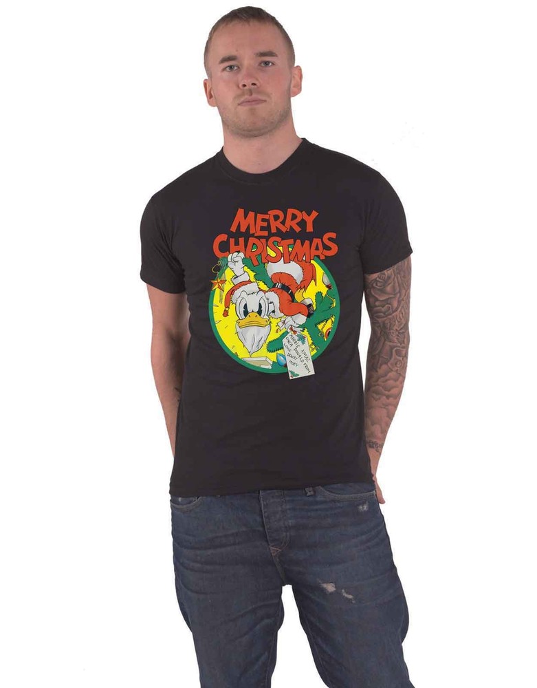 Donald Duck T Shirt Merry Duckmas new Official Disney Unisex Black