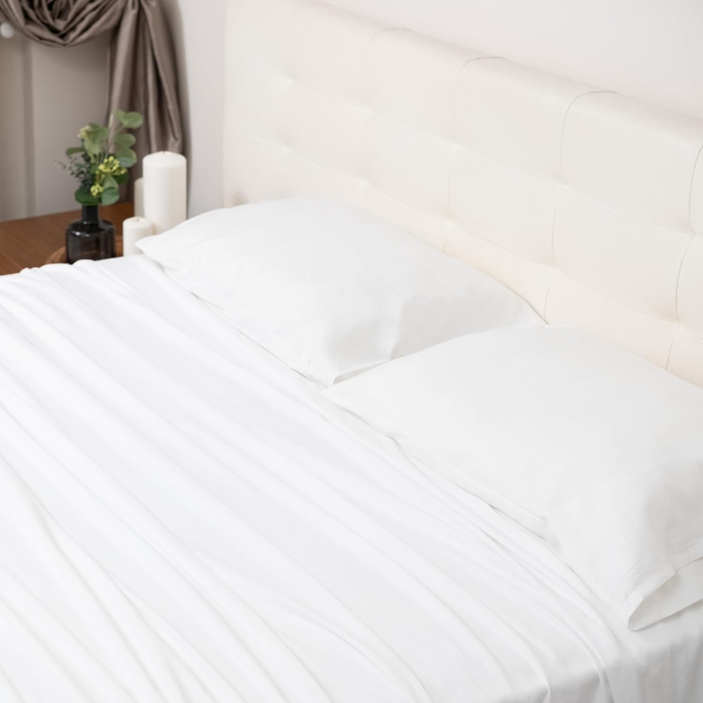 Cotton Sateen Sheet Set Luxury Bed Sheets 600 Thread Count Soft Fitted and Flat