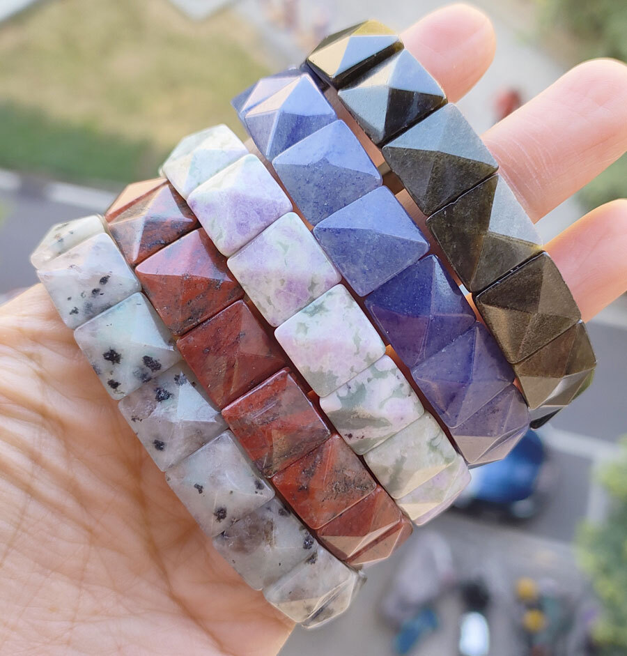 5pcs Ocean Jasper Vary Gems square faceted Bracelet Magic Reiki Healing Amulet