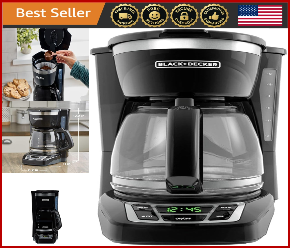 12-Cup Programmable Coffee Maker with Auto Brew and Keep Warm in Black