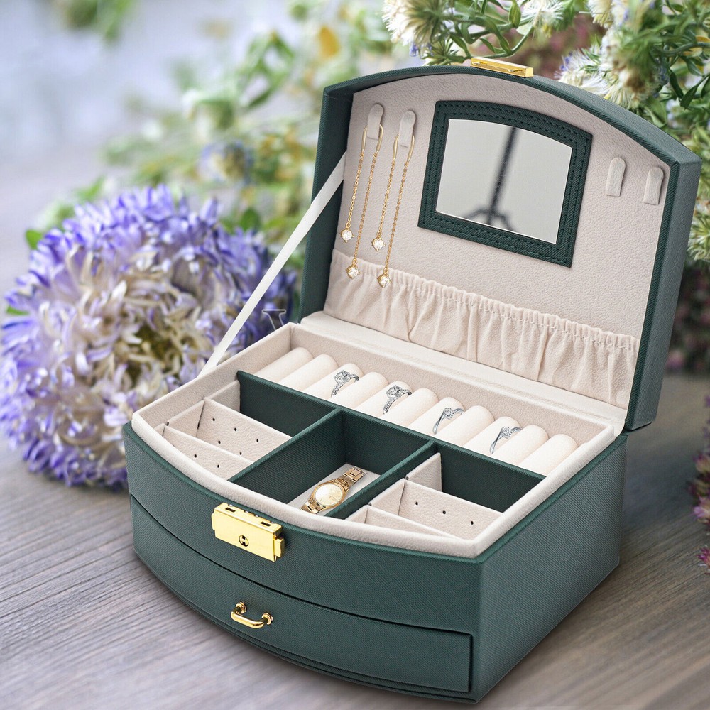 Large Jewelry Storage Case Jewelry Box Organizer for Women Girls with 2 Drawers