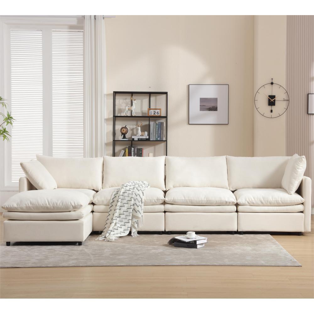 Modern U-Shaped 5-Seat Sectional Sleeper Sofa with Chaise Lounge  