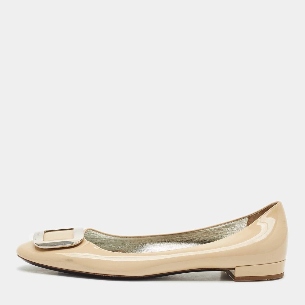 Prada Beige Patent Leather Ballet Flats Size 395