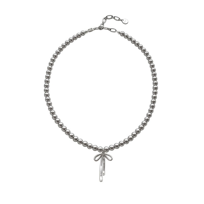 Exquisite Pearls Bowknot Necklace Neckchain Charm for Women s Jewelry Collection