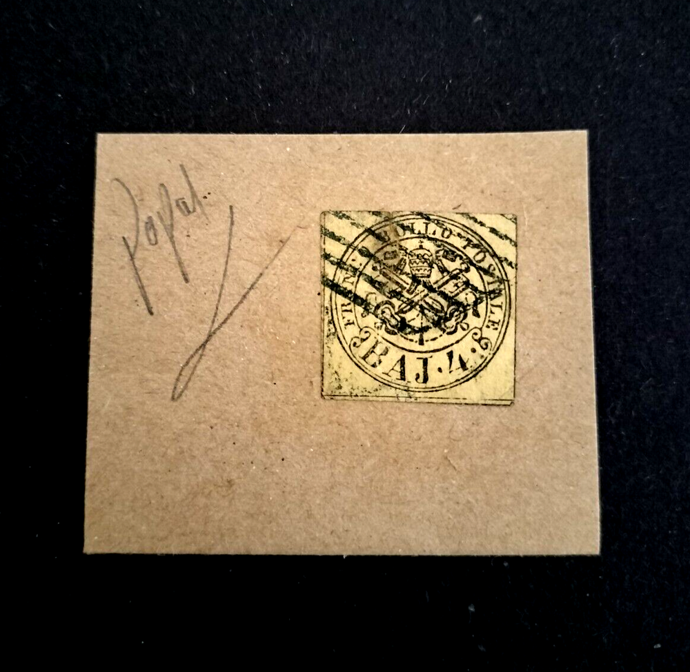 ~ ~   ITALY STATES / PAPAL / 1852 / 4 BAJ / FRAGMENT-image