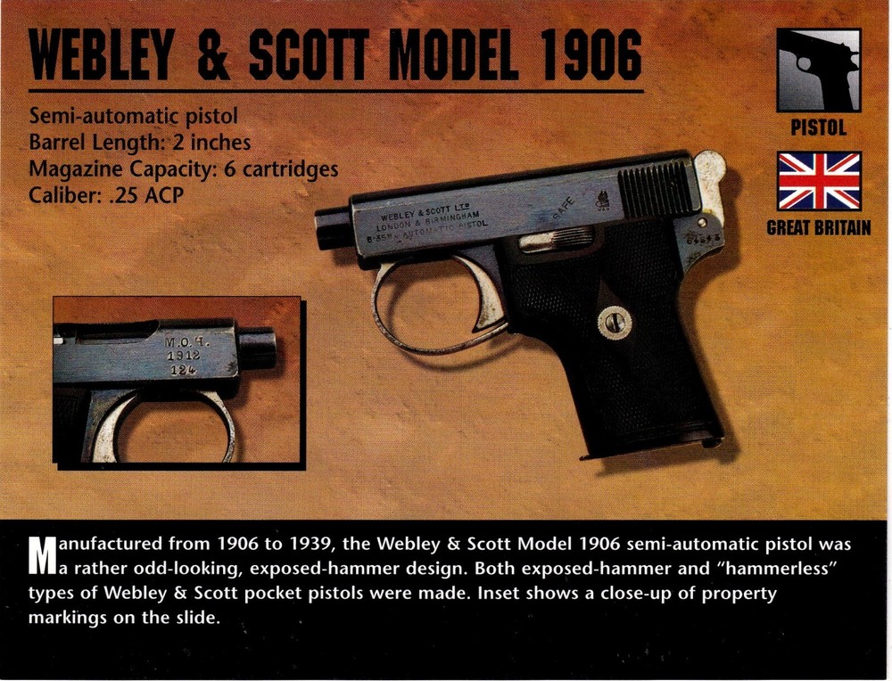 Webley scott Model 1906 Revolver Classic Firearms Photo Card u