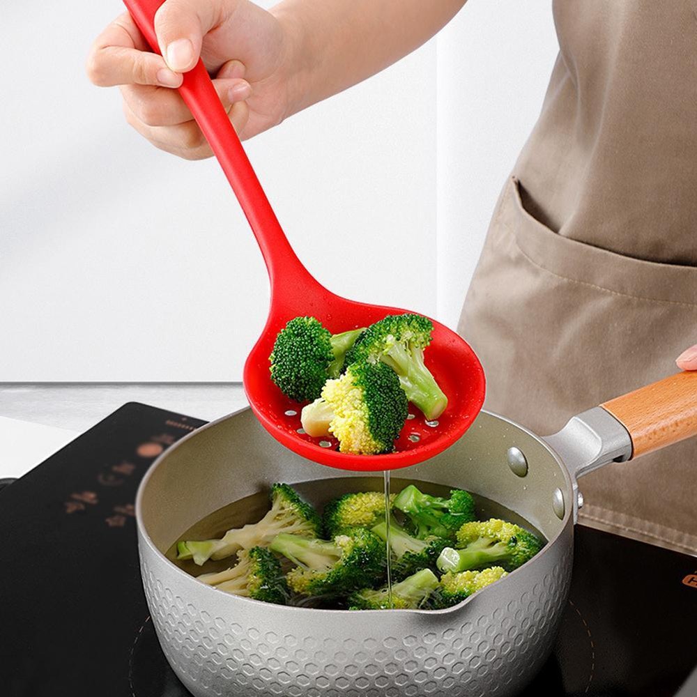 Silicone Slotted Skimmer Spoon Food-grade Silicone Anti-slip Handle/