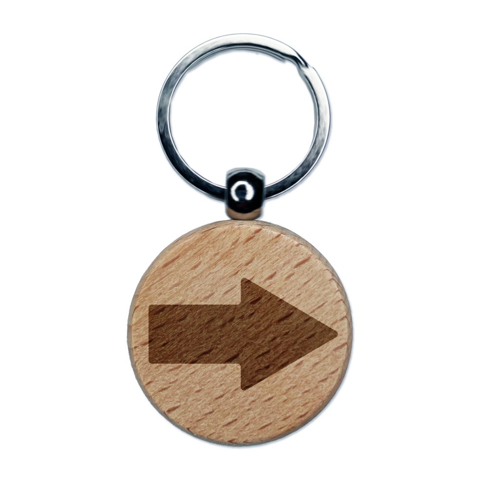 Arrow Engraved Wood Keychain with Rounded Corners and Solid Design
