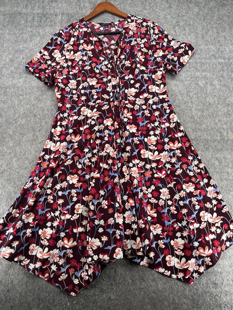 Tommy Hilfiger Women’s Floral Red Tie-Front Casual Dress Size 16