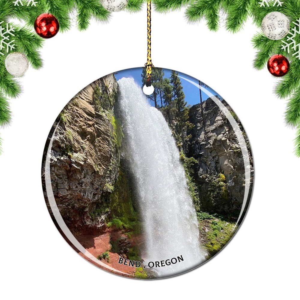Oregon Bend Tumalo Falls USA Christmas ornament city travel souvenir
