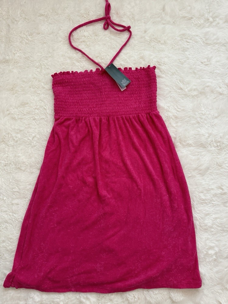 Wild Fable Women's Sleeveless Smocked Terry Convertible Dress Medium Pink