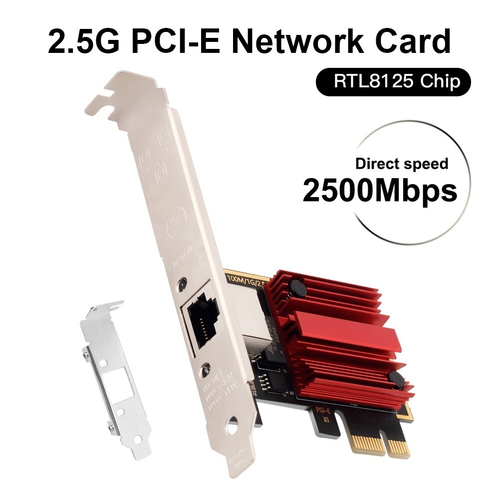 2.5Gbps PCI-E Network Adapter PCIe X1 Card RTL8125 NIC Lan Ethernet Network Card