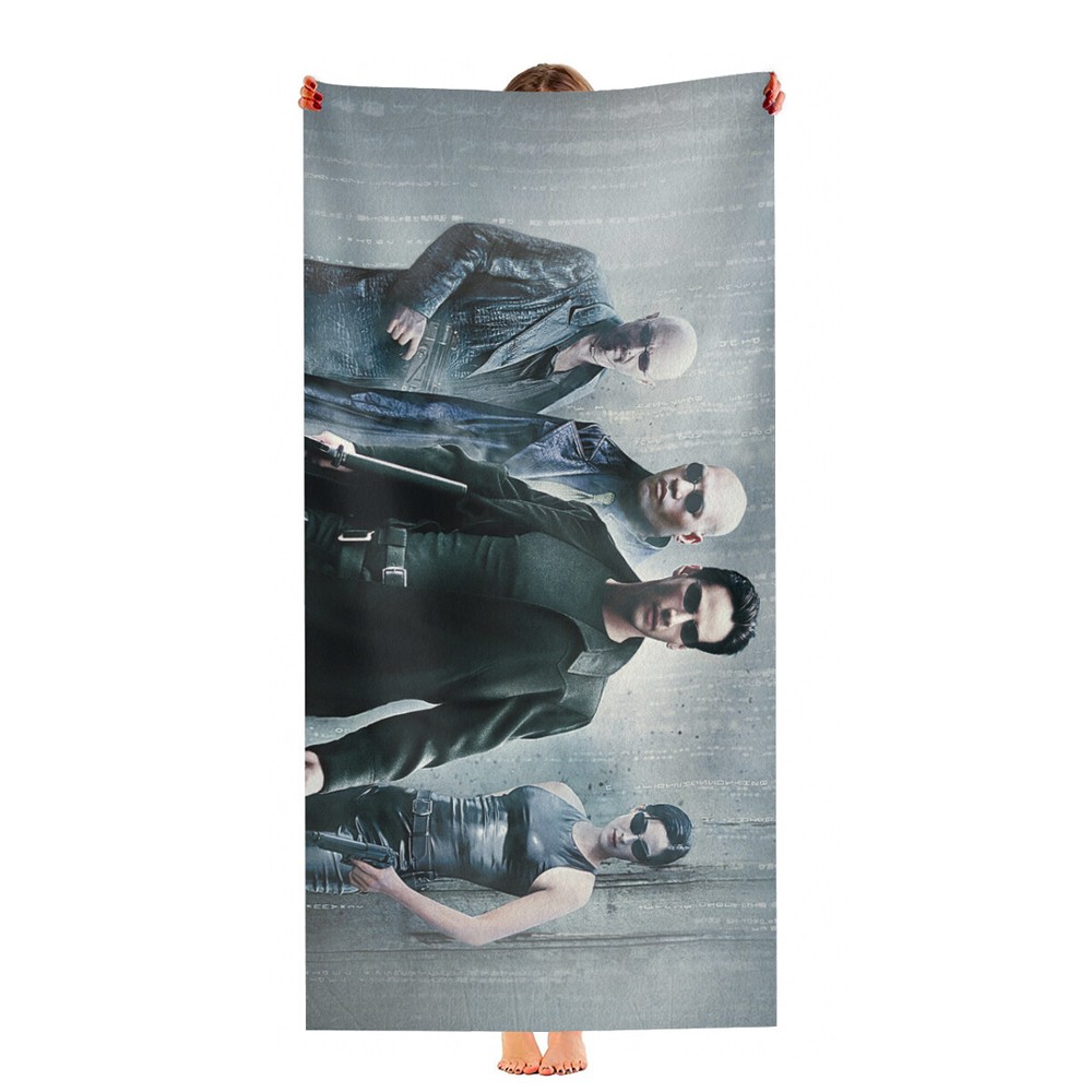 Matrix-Themed 30x60 Quick-Dry Microfiber Beach Towel for Men & Women
