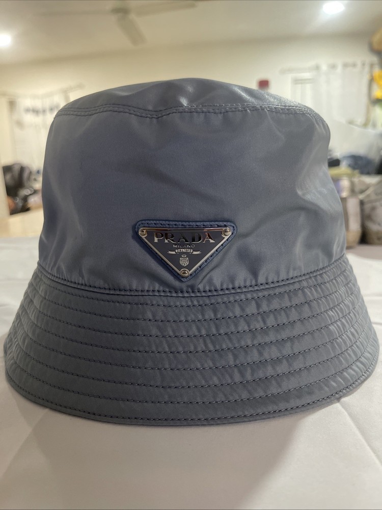 Prada Re-Nylon Bucket Hat Light Blue Plain M/ 58 cm