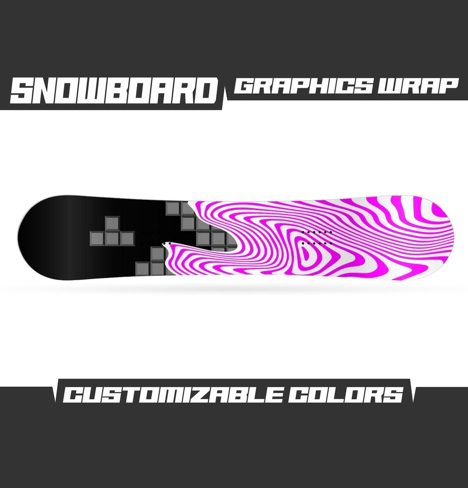 Snowboard Universal Purple Black Trippy Graphics Kit Decal Sticker Cover Skin
