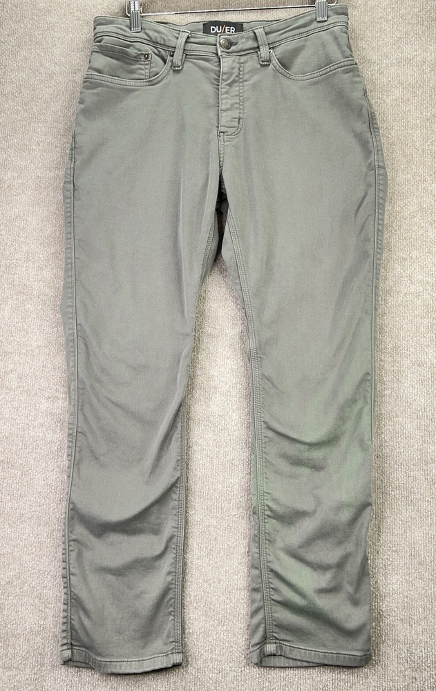 DU/ER Duer N2X No Sweat Pants Mens Size 32 x 30 Gull Grey Relaxed Taper Fit
