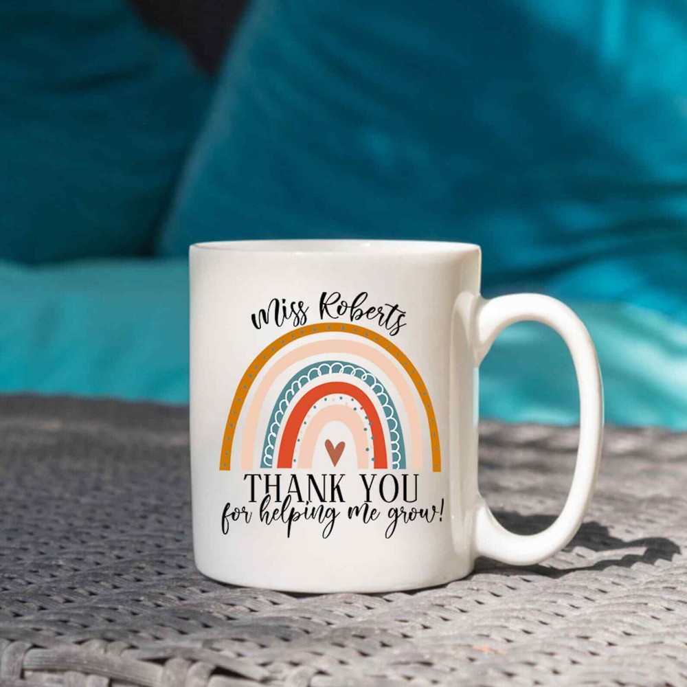 Personalised Teacher Mug Custom Rainbow Mug Personalized Teacher Rainbow Name