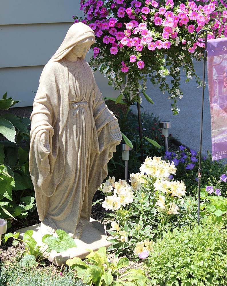 3ft Granite Virgin Mary Statue Outdoor Religious Garden Sculpture for Lawn