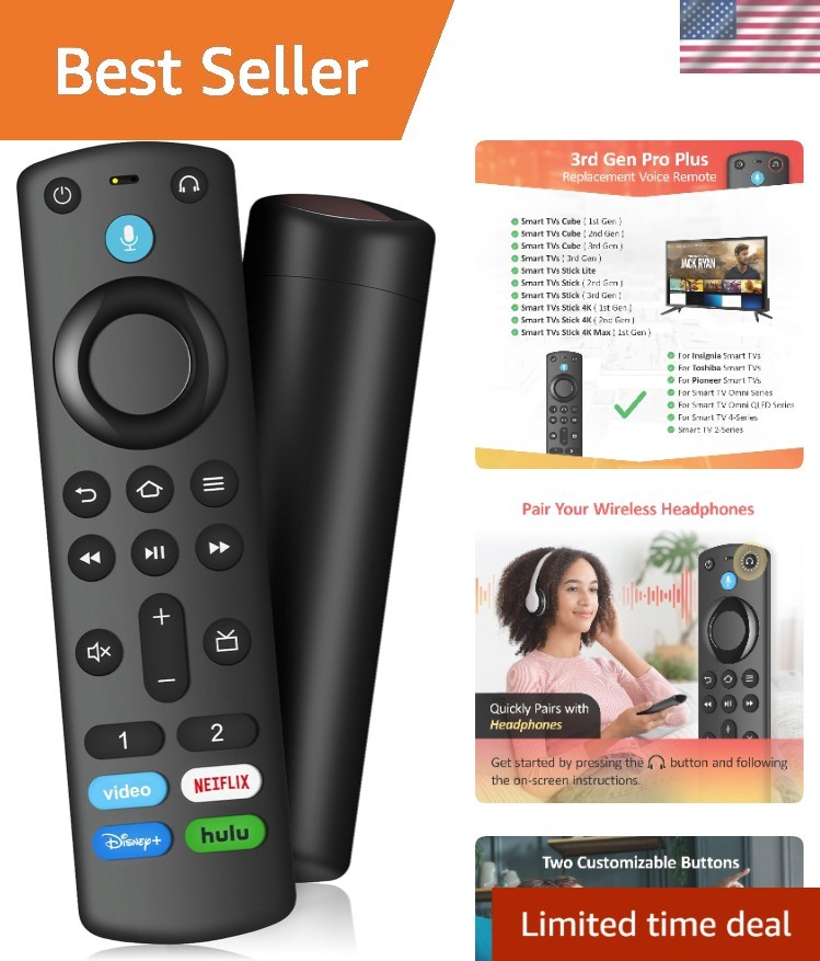 Bluetooth Voice Remote for 4K Smart TVs with Customizable Buttons-image