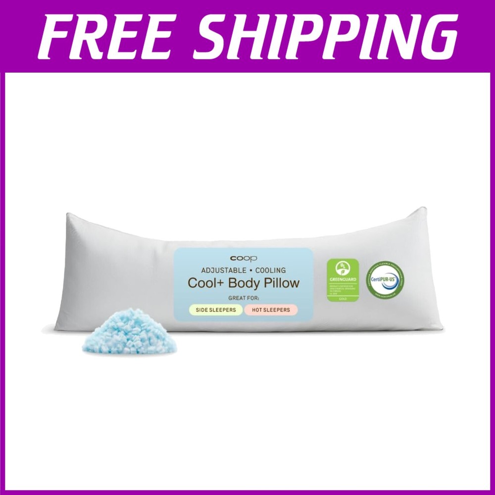 Cool+ Adjustable Cooling Body Pillow 18x52 - Breathable Sleep for Side Sleepers