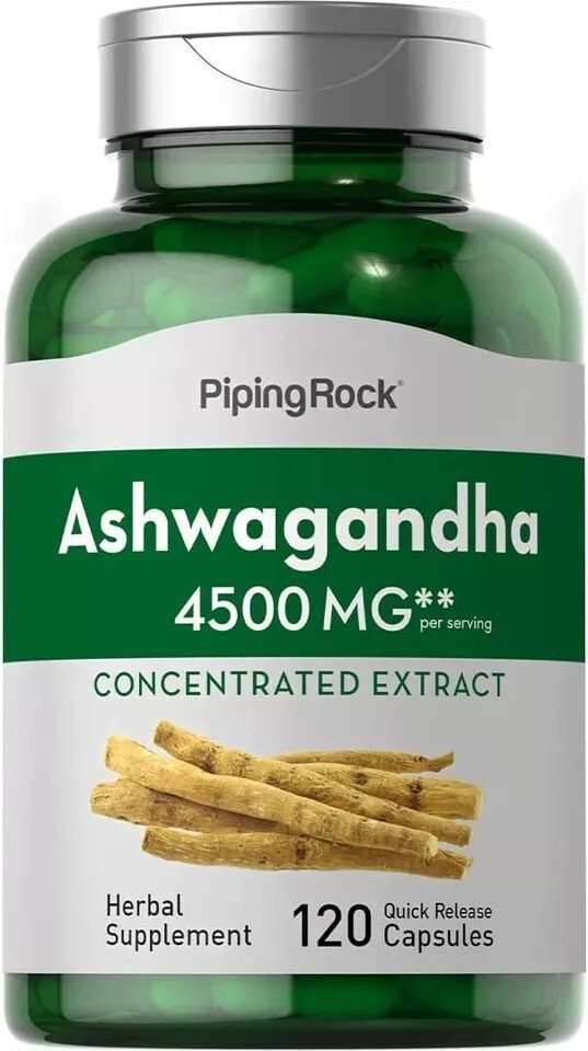 Ashwagandha WITH BLACK PEPPER 120 Capsules | 4500 mg | Count Maximum Strength