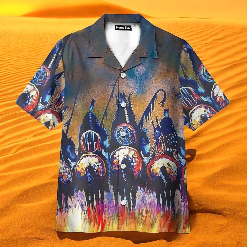 Native American Riding Horse Hawaiian Shirt