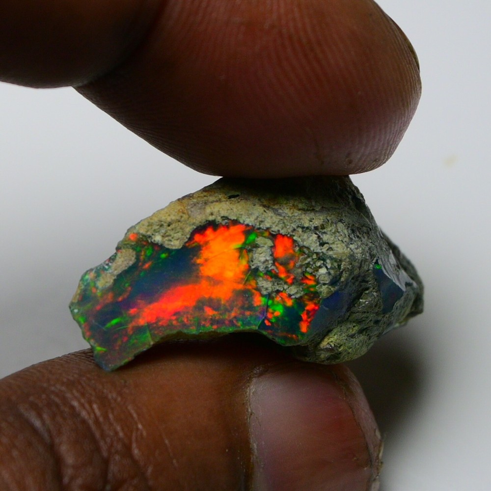 Black Opal Rough 19.80 Carat Natural Ethiopian Welo Opal Raw Fire Opal Gemstone