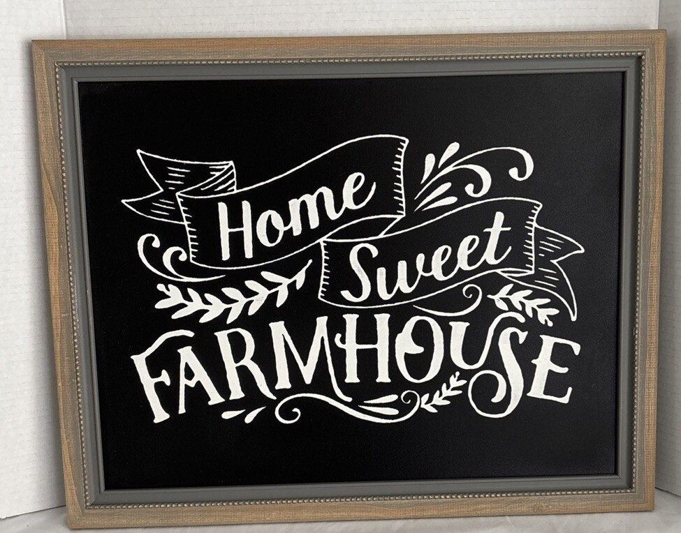 Farmhouse Wood Sign 20x16 Home Sweet Chalk Couture White with Wooden Frame