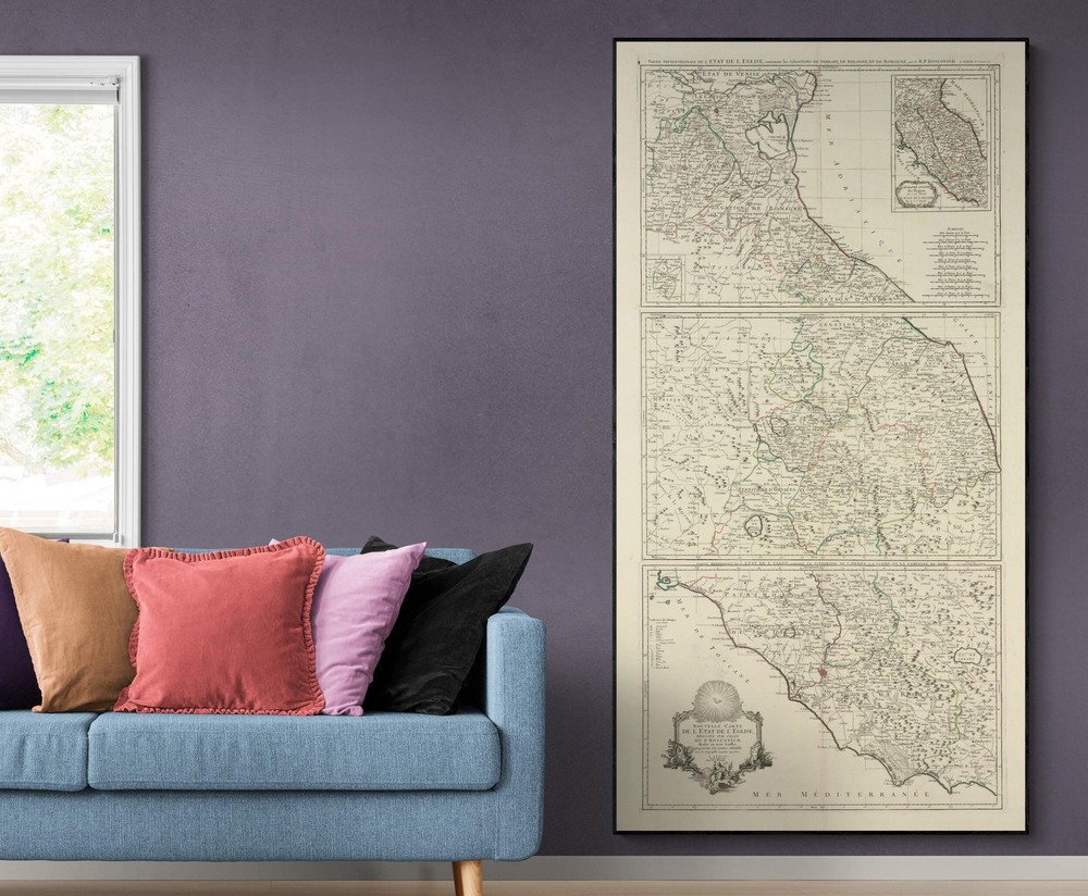 1776 Map of the Papal States of the Church Catholic Decor Poster Print-image