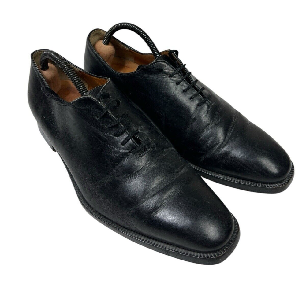 Canali Dress Shoes oxford Black Leather Italy Almond Toe Men's 43EU 10 US Nice