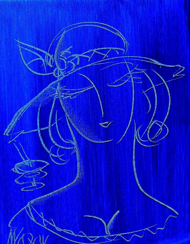 BLUE GIRL   by Mark Kazav Original Oil Painting Wall Art Impressionism GhRTH