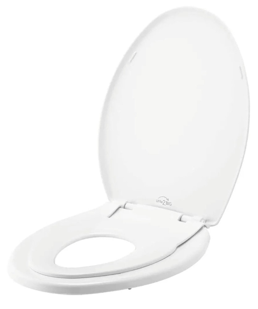 Little2Big Toilet Seat with Built-In Potty, Slow Close ELONGATED