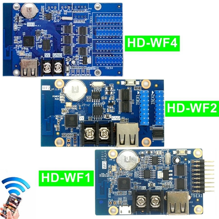 HD-WF1 HD-WF2 Asynchronous USB+Wifi Full Color Led Control Card With Hub75 Port