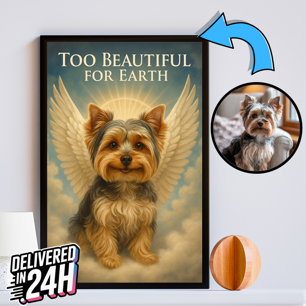 Custom Pet Memorial Portrait with Angel Wings Halo Digital Art Gift-image