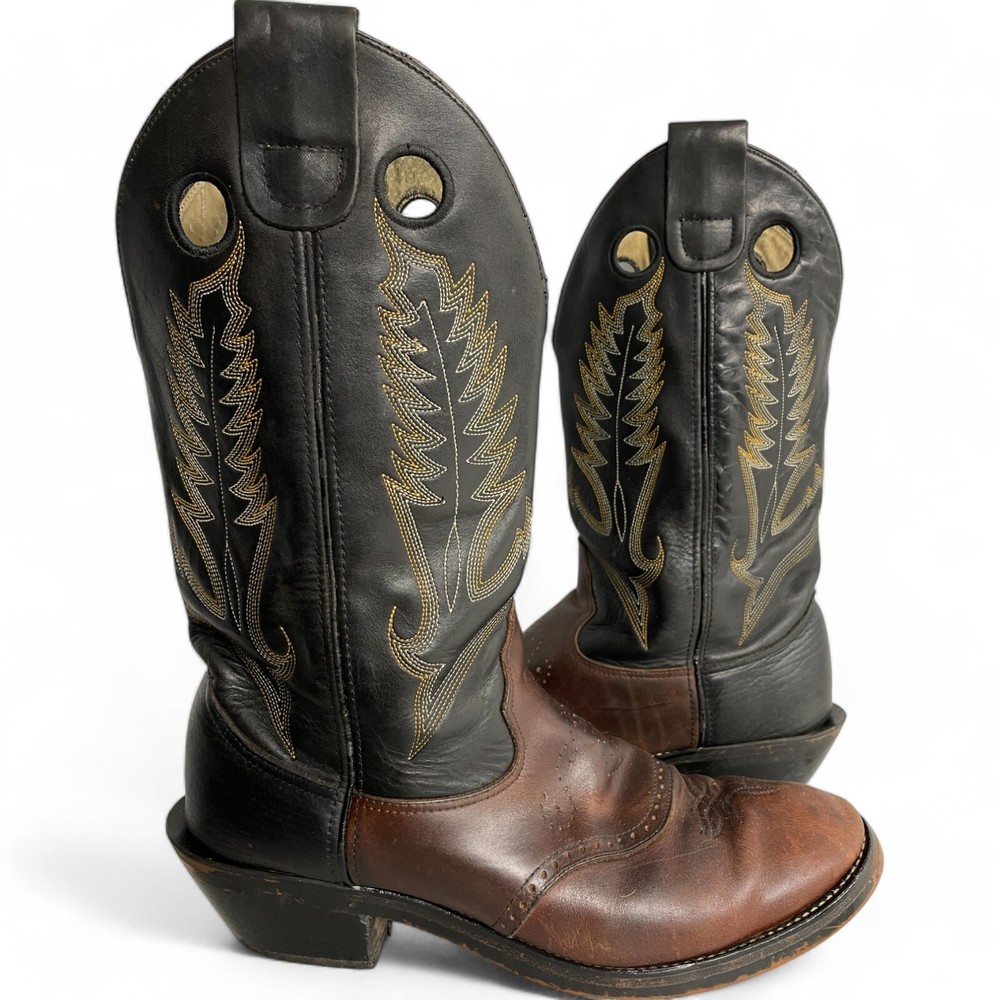 Durango Leather Western Boots Black Brown Cowboy Biker Embroidered Men's 11 D