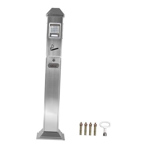 Commercial Butt Receptacle Outdoor Metal Trash Can Heavy Duty Standing Ash