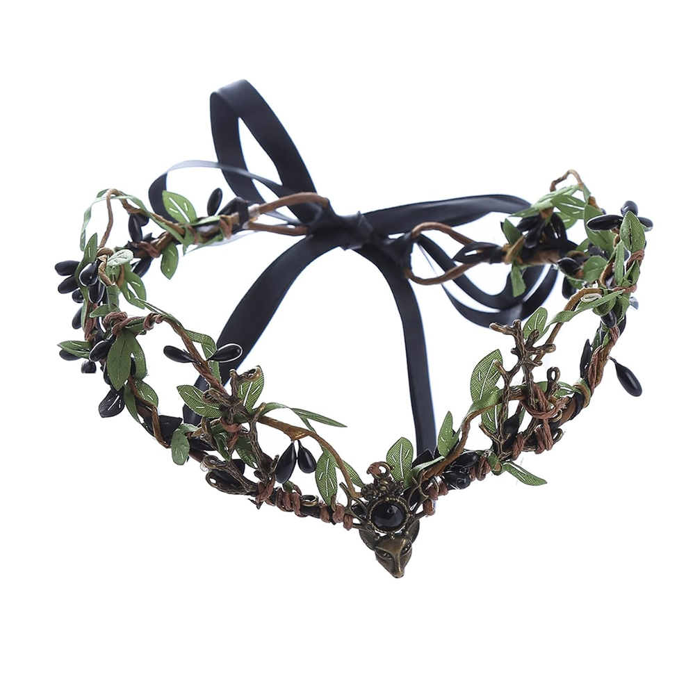 Black Woodland Floral Crown Fairy Headpiece Elven Tiara Headband