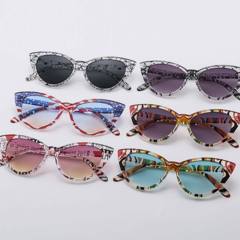 Personality Pattern Fashion Sunglasses Female Cross-border Internet-famous Glass-image